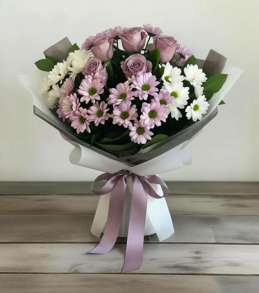 Букет цветов из: Хризантемы и Розы в Нижняя Тавда