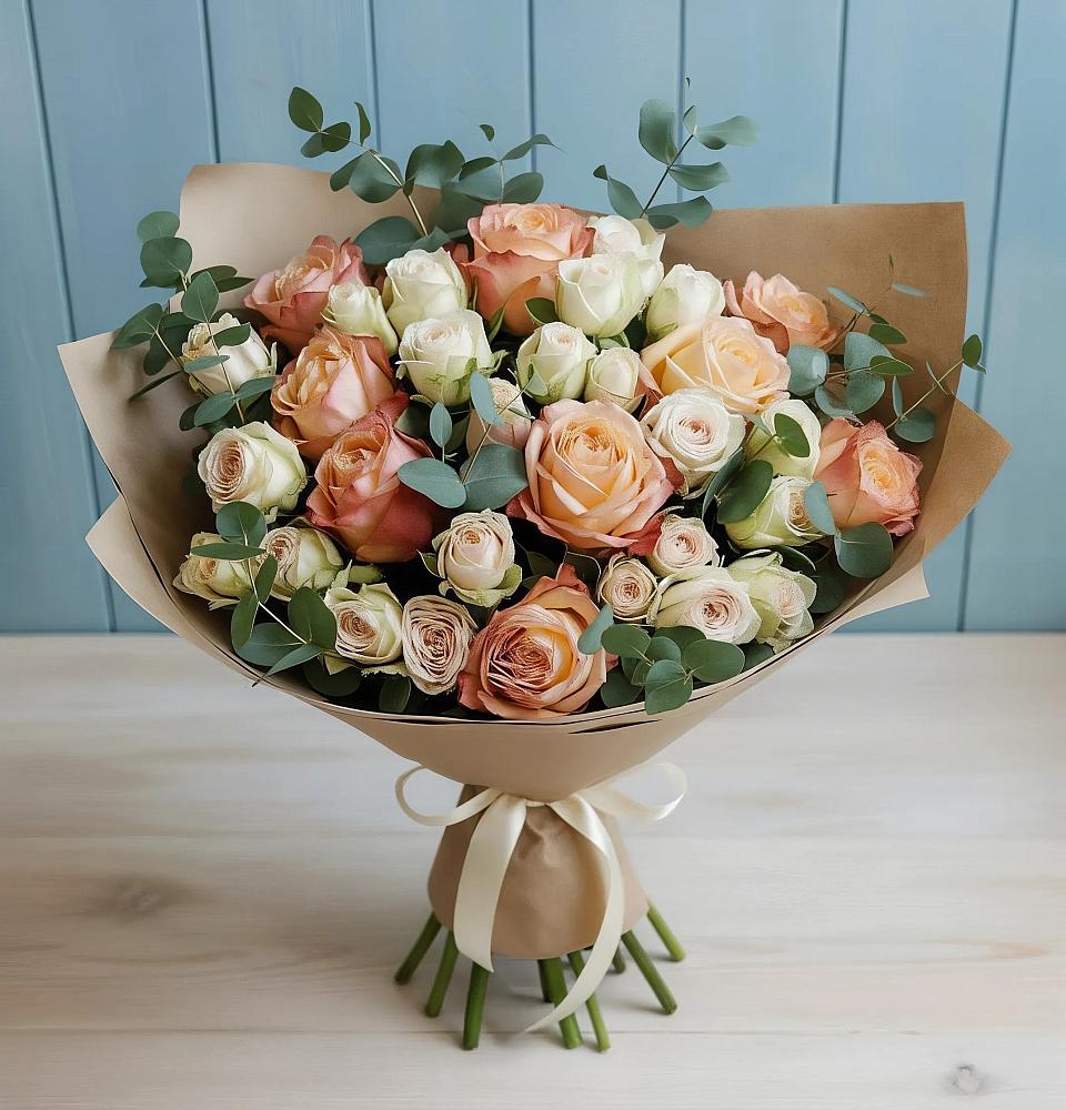 Букет цветов из: Альстромерии и Розы в Нижняя Тавда