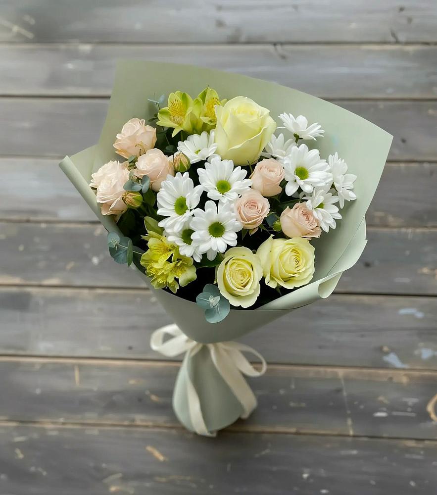Букет цветов из: Альстромерии, Розы и Хризантемы в Нижняя Тавда