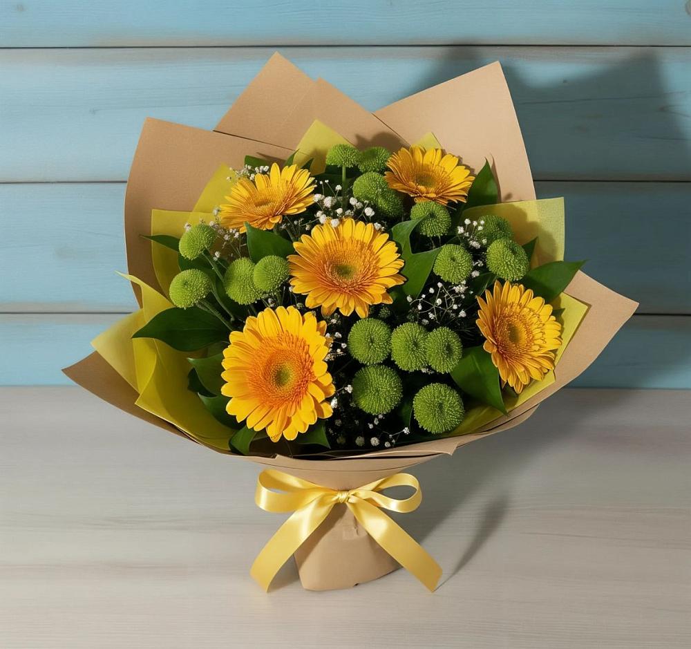 Букет цветов из: Герберы и Хризантемы в Нижняя Тавда