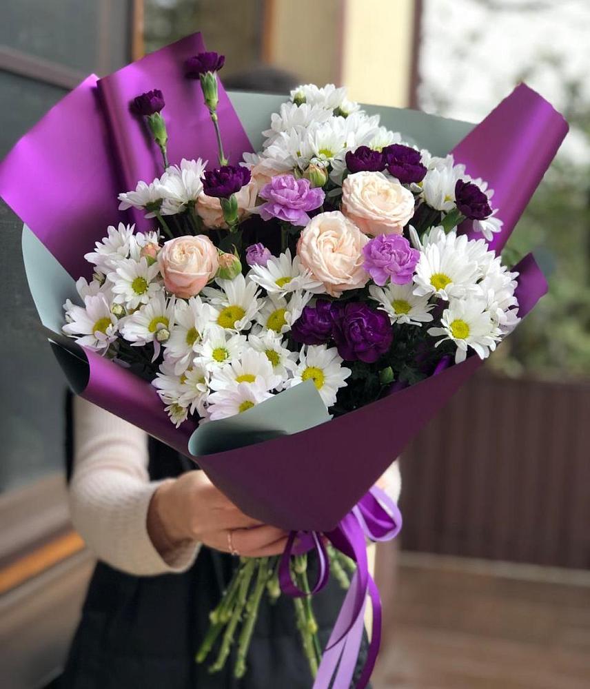 Букет цветов из: Хризантемы, Гвоздики и Розы в Нижняя Тавда