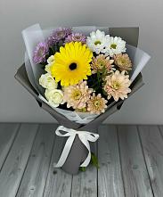Букет цветов из:  Розы, Герберы и Хризантемы в Нижняя Тавда