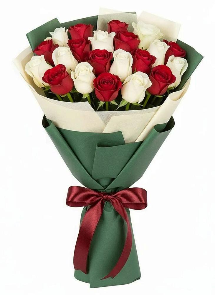 Букет Микс из красных и белых роз в Нижняя Тавда