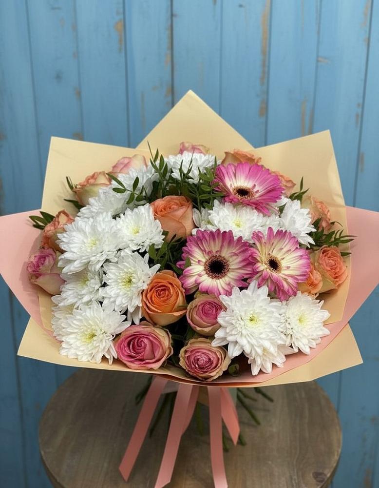 Букет цветов из: Розы, Герберы и Хризантемы в Нижняя Тавда