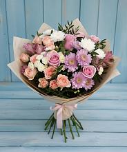 Букет цветов из:  Хризантемы, Розы и Альстромерии в Нижняя Тавда