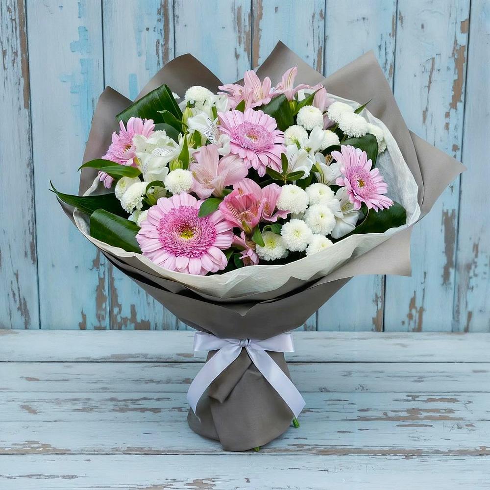 Букет цветов из: Герберы, Альстромерии и Хризантемы в Нижняя Тавда